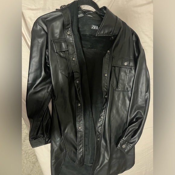 Zara Faux Long Leather Jacket - Picture 3 of 3